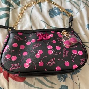 Juicy Couture Black and Pink Cherry Shoulder Bag